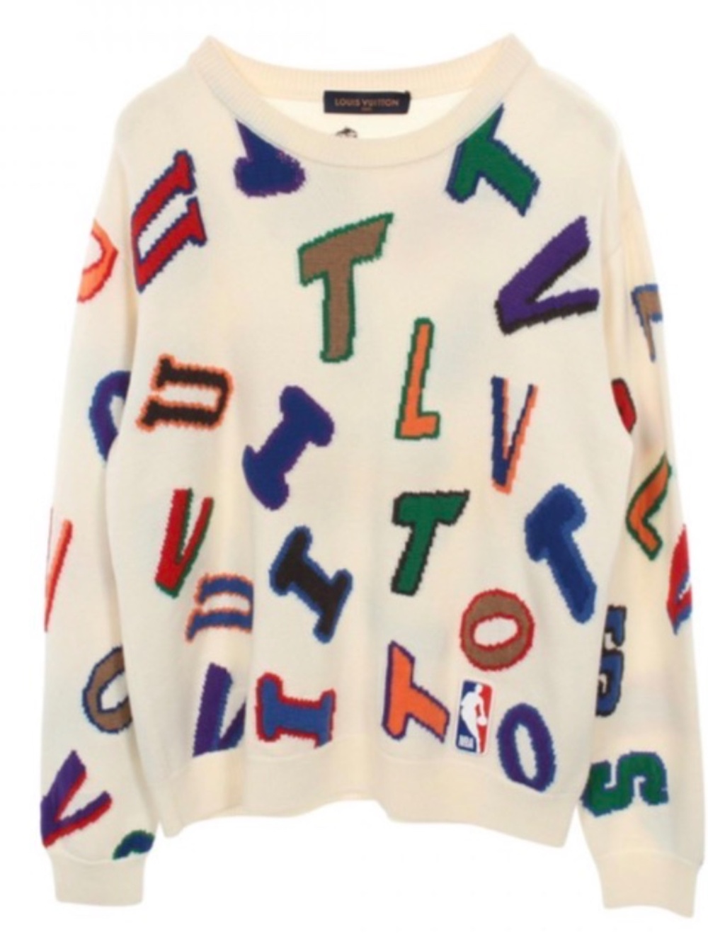 LOUIS VUITTON x NBA Letters Logo Crew Neck Sweater Sz L - Authentic